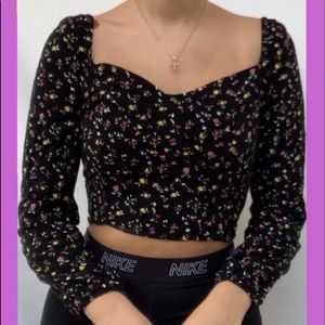 black shirt w floral design